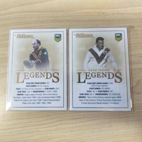 2014 NRL Trading Cards Legends Case Cards CC1 Wally Lewis and CC2 Norm Provan