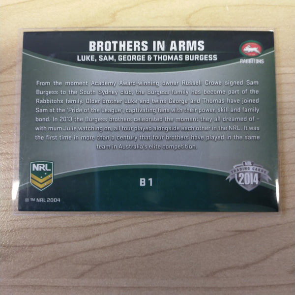 2014 NRL Trading Cards Brothers In Arms The Burgess Brothers B1 South Sydney Rabbitohs