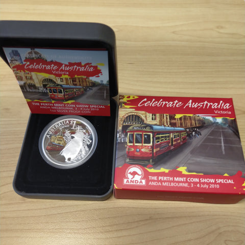 Australia 2010 Perth Mint $1 Celebrate Australia Victoria 1oz .999 Silver Proof Coin