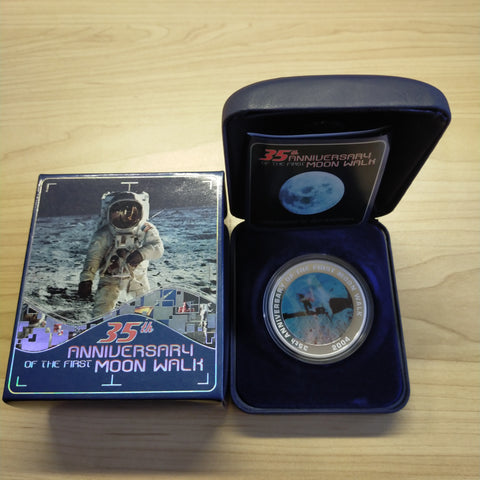 Australia 2004 Perth Mint $1 35th Anniversary Of The First Moon Walk 1oz .999 Proof Silver Coin