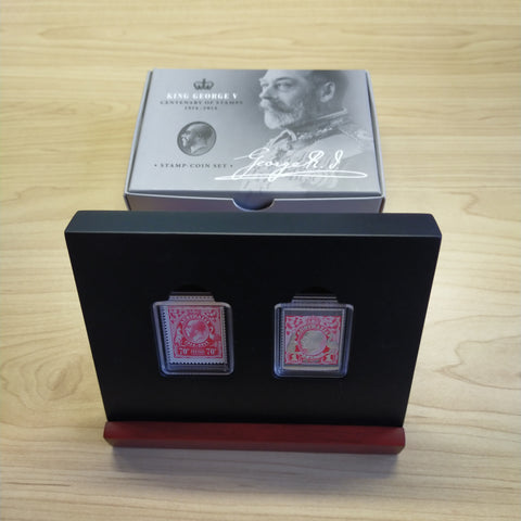 Australia 2014 Perth Mint Australia Post 50c King George V Centenary Of Stamps 1/2oz .999 Proof Silver Coin and Stamp Set