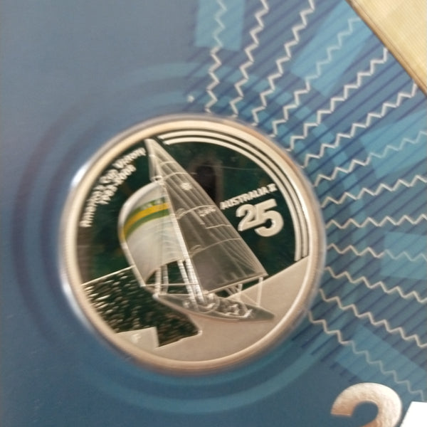 Australia USA 2008 Perth Mint $1 25th Anniversary of Australia II America's Cup Victory 1oz .999 Proof Silver Coin