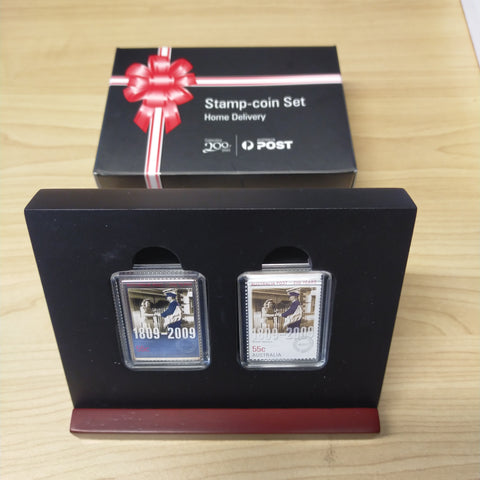 Australia 2009 Perth Mint 55c 200 Years Australia Post Home Delivery 1/2oz .999 Proof Silver Coin and Stamp Set