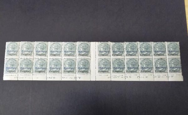 NSW 1891 SG266 Surcharge 'Halfpenny' on 1d Grey Overprinted 'Specimen' in Blue