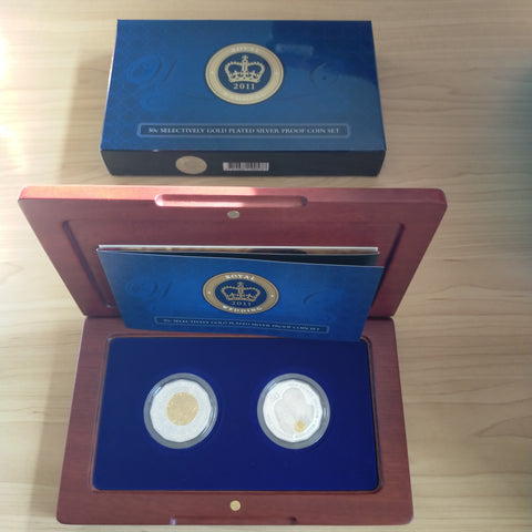 Australia 2011 Royal Australian Mint Fifty Cents 50c Royal Wedding Gold Plated Silver Proof Coin Set