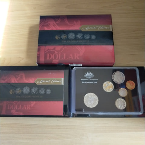 Australia 2014 Royal Australian Mint Special Edition Proof Year Coin Set With special coloured dollar which is unique to this set