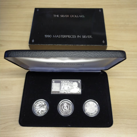 Australia 1990 Royal Australian Mint Masterpieces In Silver The Silver Dollars 4 Coin Set