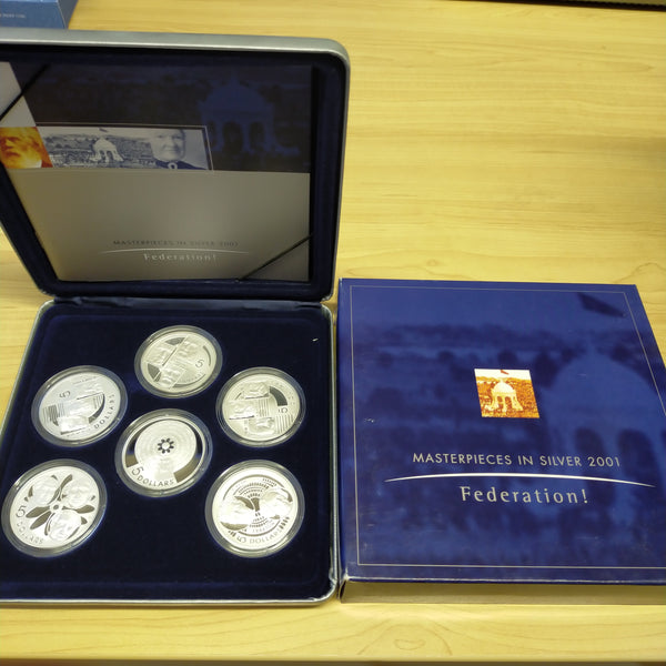 Australia 2001 Royal Australian Mint Masterpieces In Silver Federation 6 Coin Set