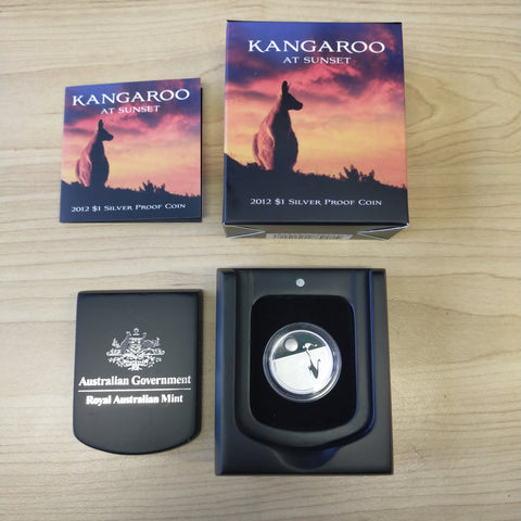 Australia 2012 Royal Australian Mint $1 Kangaroo At Sunset Silver Proof Coin