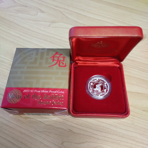 2011 $1 Lunar New Year of the Rabbit Fine Silver Proof Coin