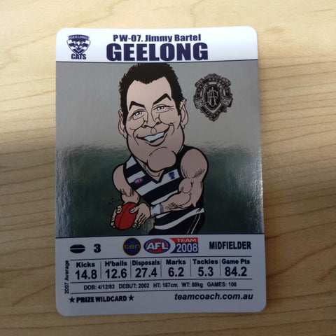 2008 Teamcoach Prize Wildcard Brownlow Jimmy Bartel Geelong PW-07