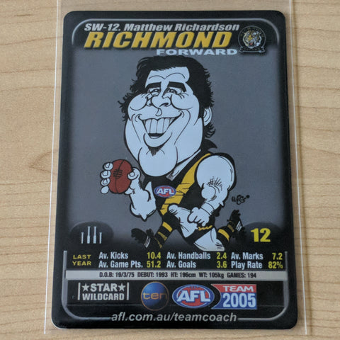 2005 AFL Teamcoach Star Wildcard Matthew Richardson Richmond SW-12