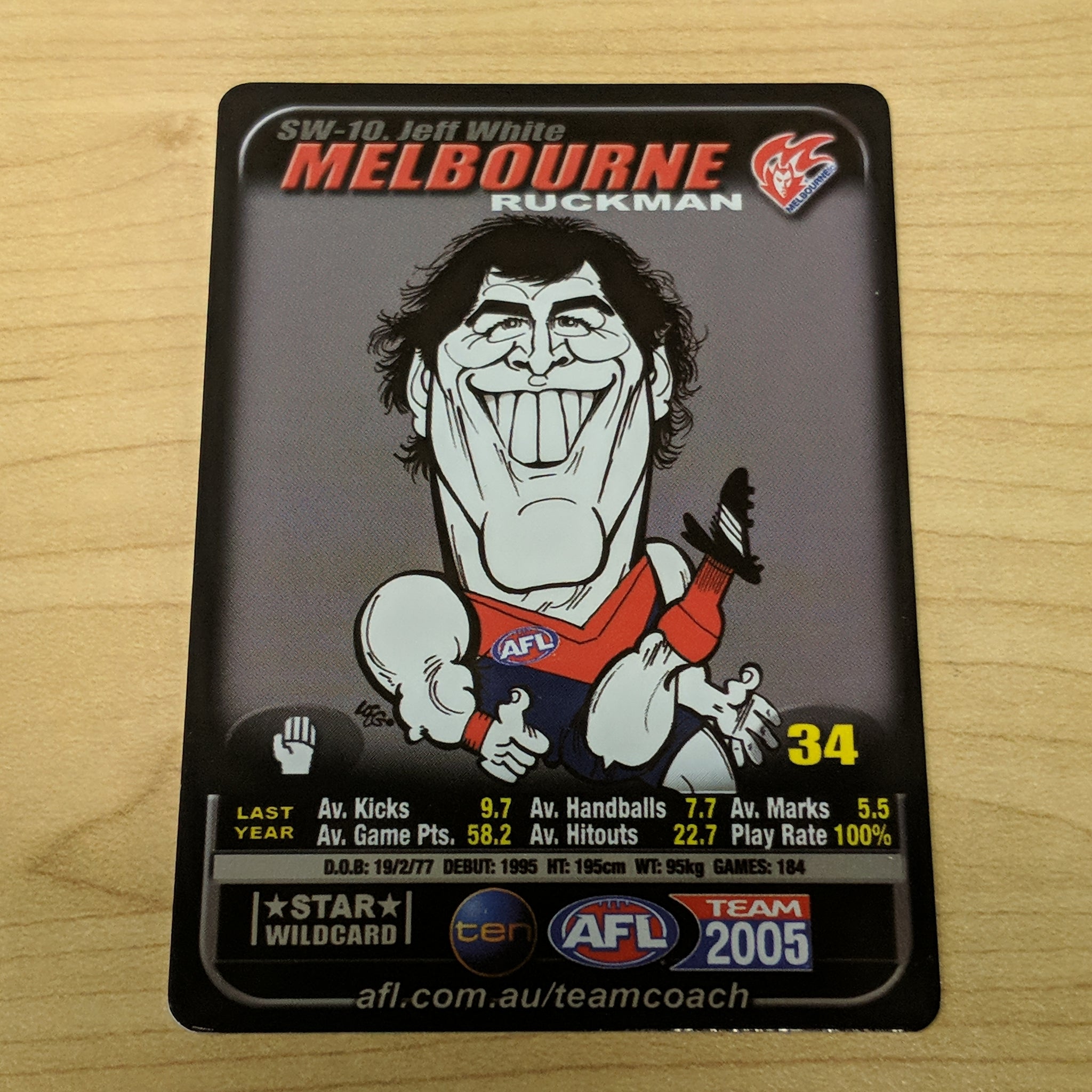 2005 AFL Teamcoach Star Wildcard Jeff White Melbourne SW-10