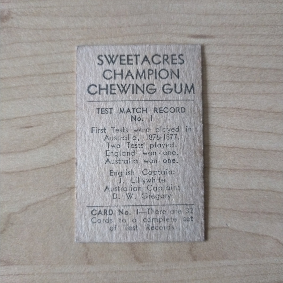 Sweetacres Champion Chewing Gum H Larwood Test Match Records Cricket C