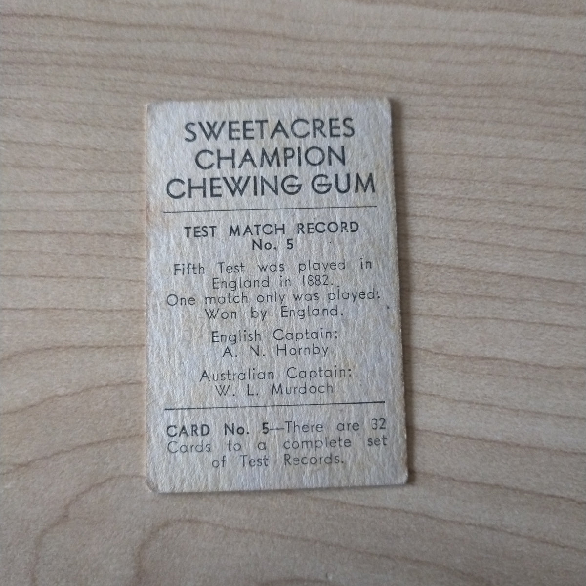 Sweetacres Champion Chewing Gum H Sutcliffe Test Match Records Cricket