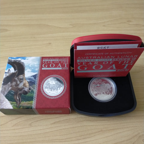 Australia 2015 Perth Mint Year of the Goat Lunar Series II 1oz .999 Silver Proof Coin