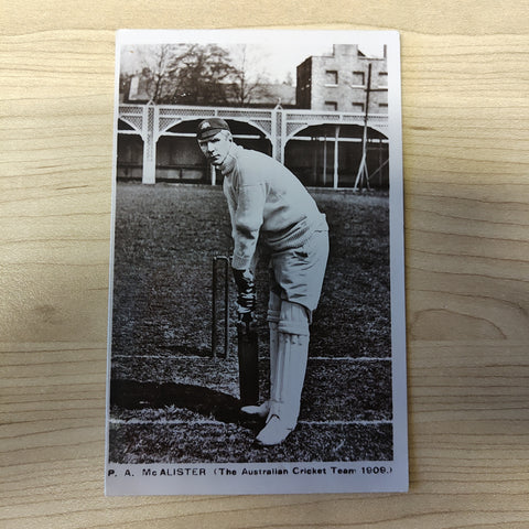 Cricket 1909 Australian P.A. McAlister Postcard Stamped with Great Britain 1/2d KEVI Maidstone CDS