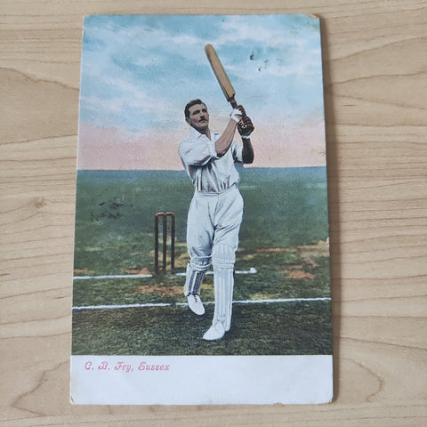 England 1906 Valentine's Series Cricket Postcard C.B. Fry Sussex