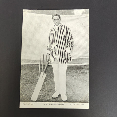 Cricket 1908 Mockford English Photo Postcard of K.L. Hutchings Kent