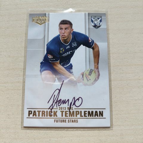 2013 NRL Elite Future Stars Signature Card Patrick Templeman Bulldogs