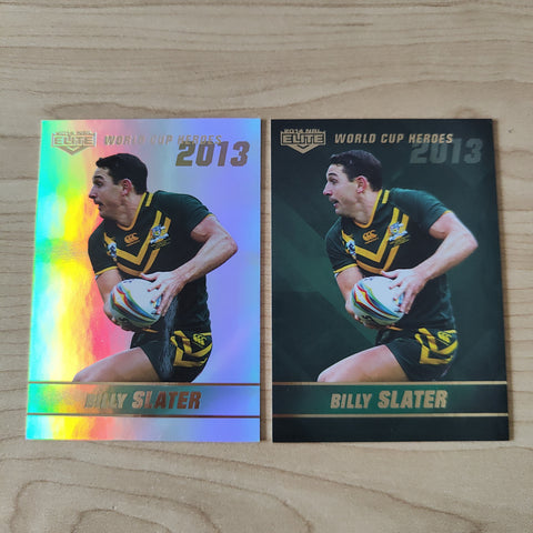 2014 NRL Elite World Cup Heroes Billy Slater Base and Platinum Card