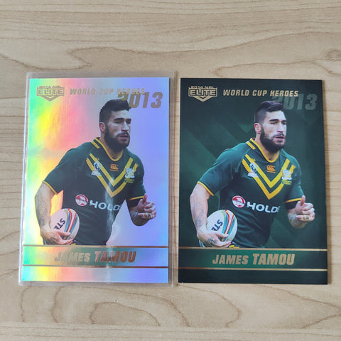 2014 NRL Elite World Cup Heroes James Tamou Base and Platinum Card