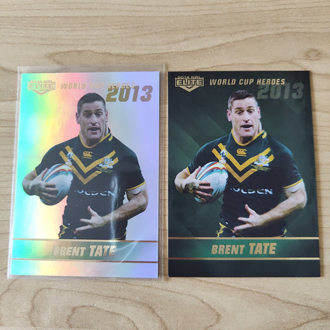 2014 NRL Elite World Cup Heroes Brent Tate Base and Platinum Card