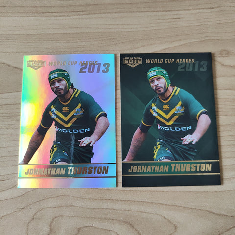 2014 NRL Elite World Cup Heroes Johnathan Thurston Base and Platinum Card