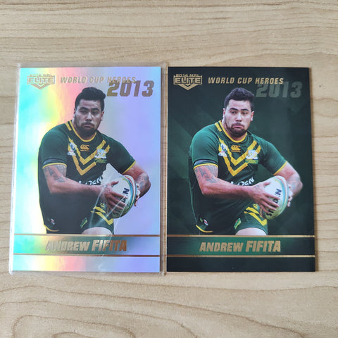 2014 NRL Elite World Cup Heroes Andrew Fifita Base and Platinum Card