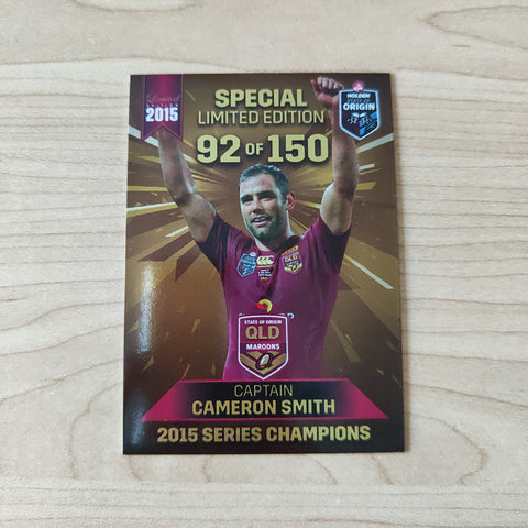 2015 NRL Elite Series Champions Limited Edition Card Cameron Smith Queensland