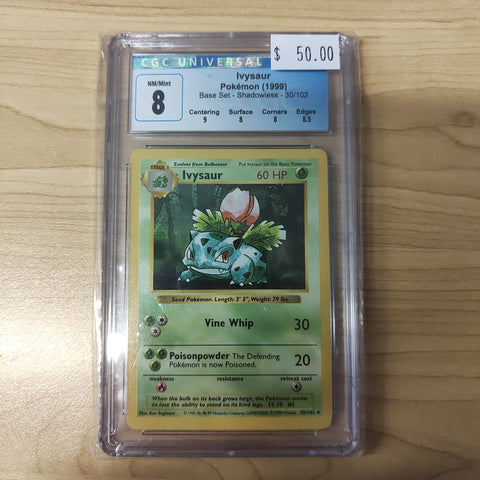 1999 Pokemon Ivysaur Shadowless #30 CGC Graded NM/Mint Pokemon Card