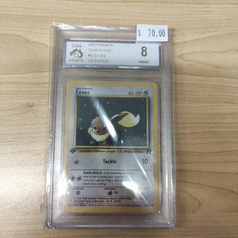 2000 Pokemon Team Rocket Eevee 1st Edition #55 CGA Graded 8 NM/MT Pokemon Card