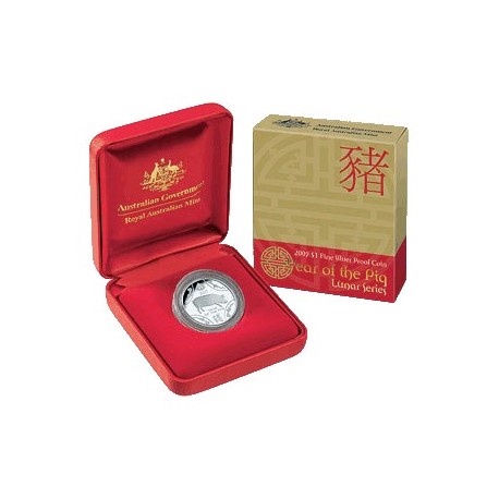 2007 $1 Lunar New Year of the Pig Fine Silver Proof Coin