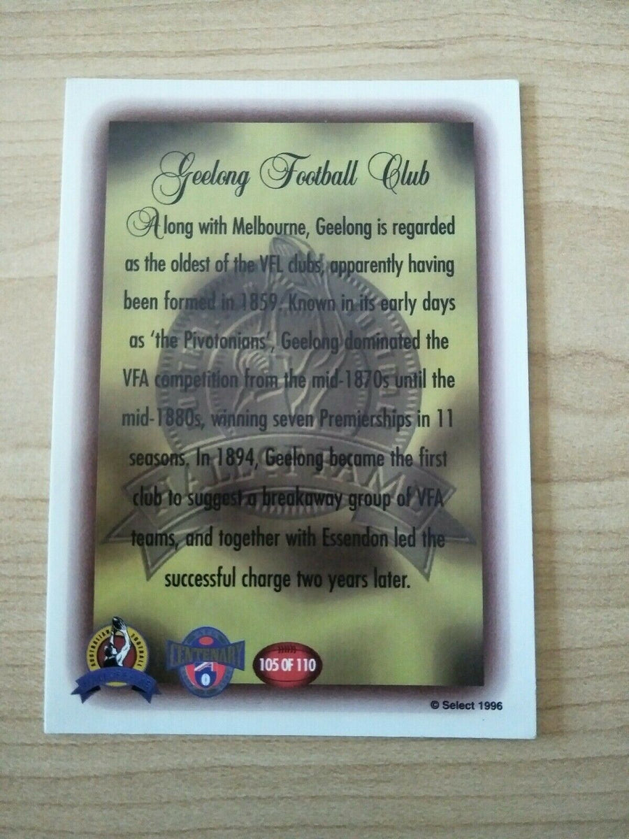 1996 Select Hall Of Fame Geelong Logo Card 105/110 Shields Stamps & Coins