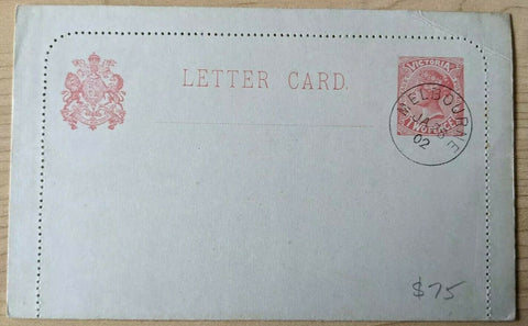 Victoria 2d arms Postal stationery Letter Card LC14 Melbourne Jan 28 1902  CTO