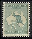 Australia SG 28 1/- Green Kangaroo 2nd Watermark   MLH