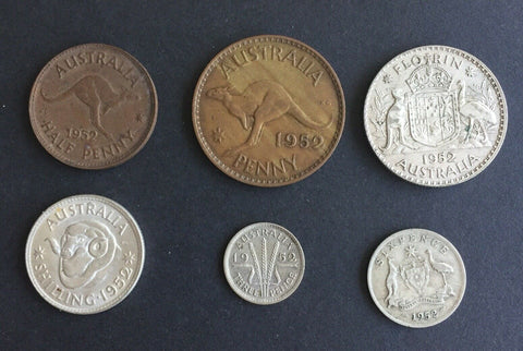 Australia 1952 Pre Decimal 6 Coin Set IDEAL BIRTHDAY GIFT