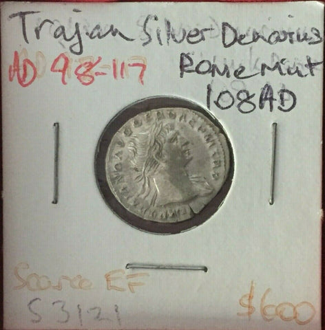 Trajan Silver Denarius Rome Mint AD98-117 Scarce EF