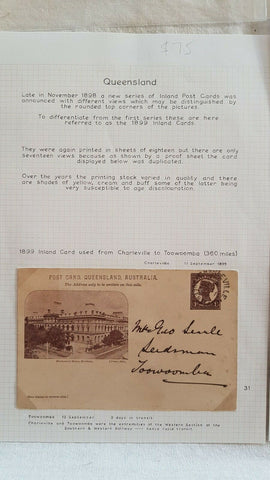 Queensland Postcard, 1d Parliament House used on beautifully written up page