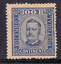 Continente, Portuguese Colonies, Portugal, 300r blue on brown Michel 73 Mint