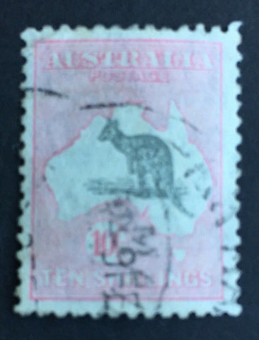Australia CofA Watermark 10/- Grey & Pink Kangaroo SG136 Used