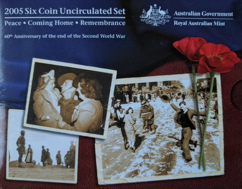 Australia 2005 Royal Australian Mint Anniversary of End of WWII Uncirculated Coin Set