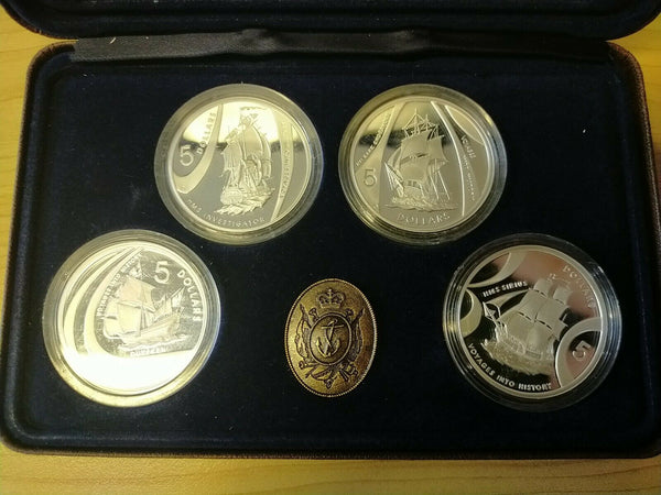 Australia 2002 Royal Australian Mint Masterpieces In Silver Voyages Proof Set of 4 Coins .999 Silver