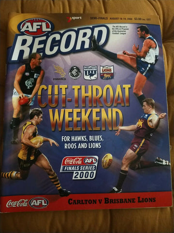 2000 Semi Finals AFL Football Record Carlton v Brisbane