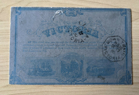 Victoria Postal stationery Letter Card Down train MG19 Lara Lake September 1890