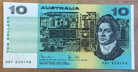 Australia R308 $10 Banknote Johnston/Stone Uncirculated