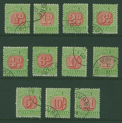 Australia postage dues SG D63-73 Set superb used with stunningly vivid colours