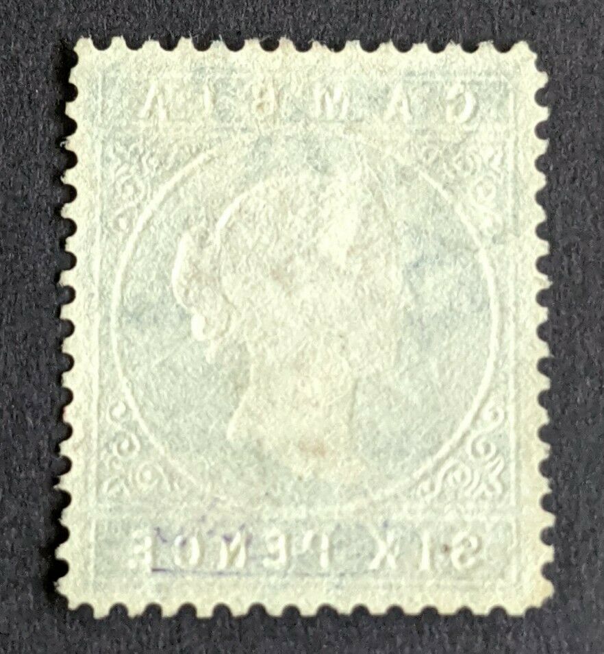 Gambia SG17a Six Pence Stamp Sideways Watermark Used Shields Stamps