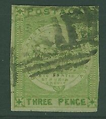 NSW Australian States SG 43d 3d Threepence bright green beehive fishing Used