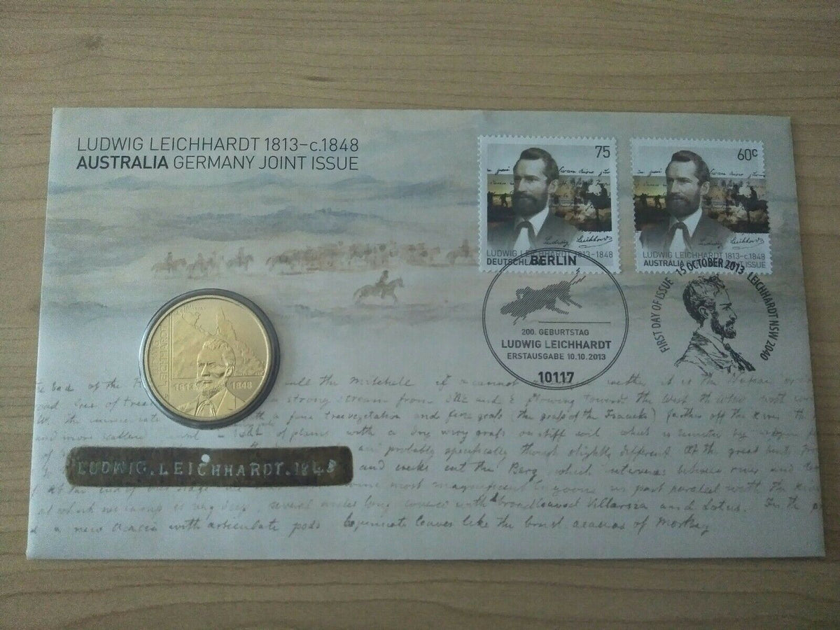 2013 Australian Germany Joint Issue $1 Ludwig Leichhardt PNC 1st Day I ...